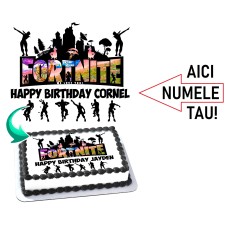 5102284A5 Fortnite color logo cu numele tau personalizare tort imagine comestibila din vafa 20X15cm